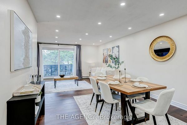 Dining area with table for six beside the terrace walkout